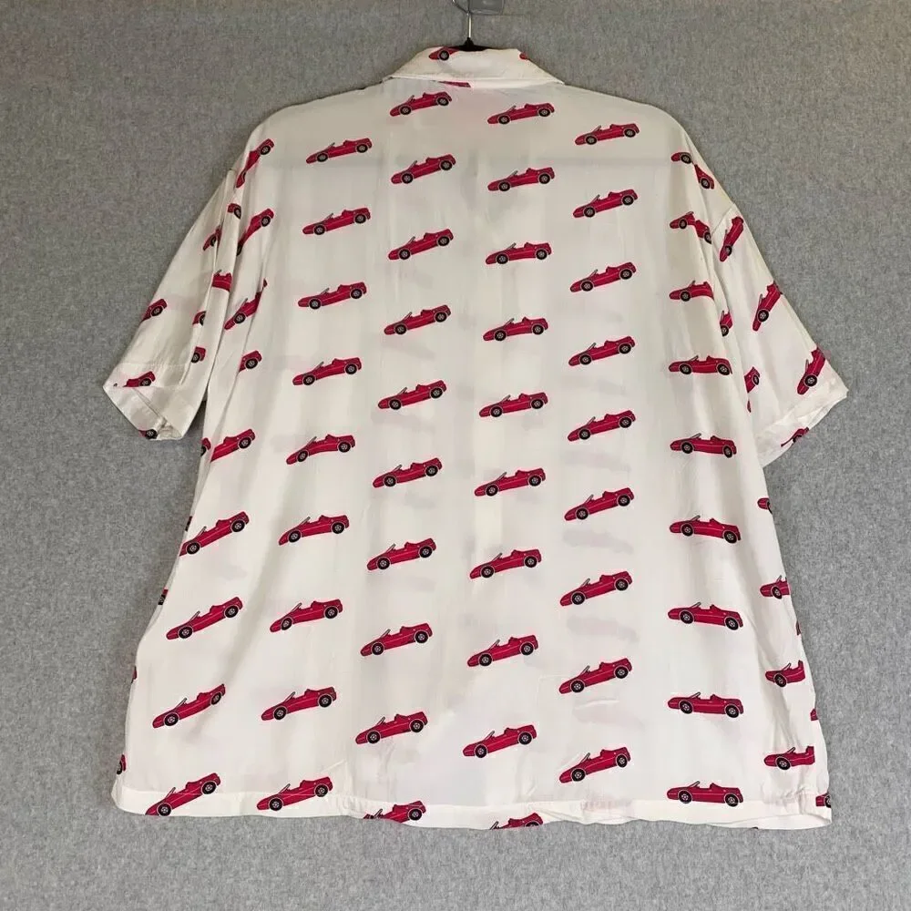 Barbie x forever 21 button front womens large shirt pink car short sleeve - Picture 6 of 8